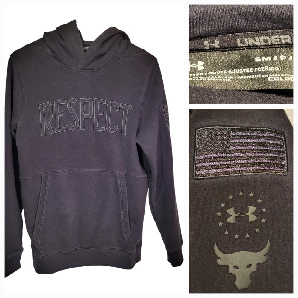 Under Armour Cold Gear Mens Small Project Rock Respect Hoodie Sweatshirt Fitted